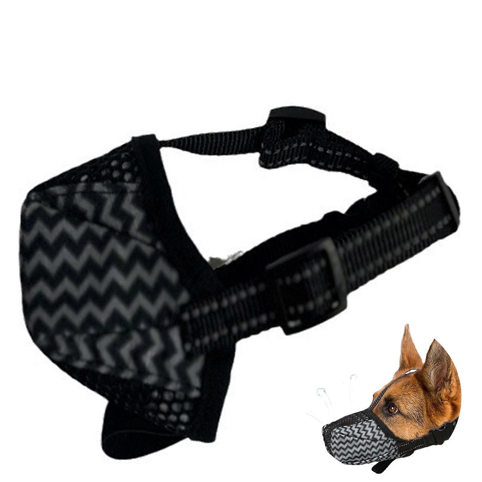 Dog Muzzle Soft Mesh Adjustable Basket for Medium Large Dogs German Shepherd Breathable Grey M