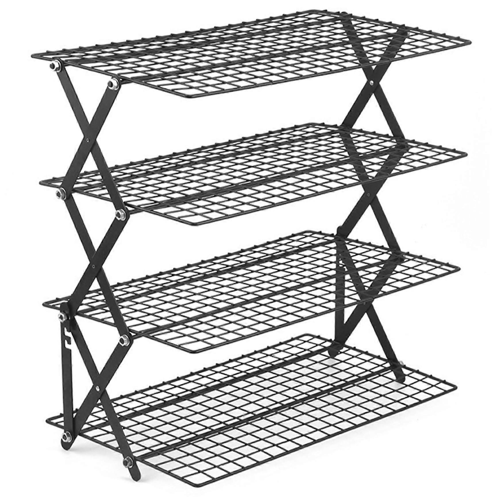 4 Tier Collapsible Cooling Rack for Baking, NonStick Wire Stand for Cookies Cakes Bread