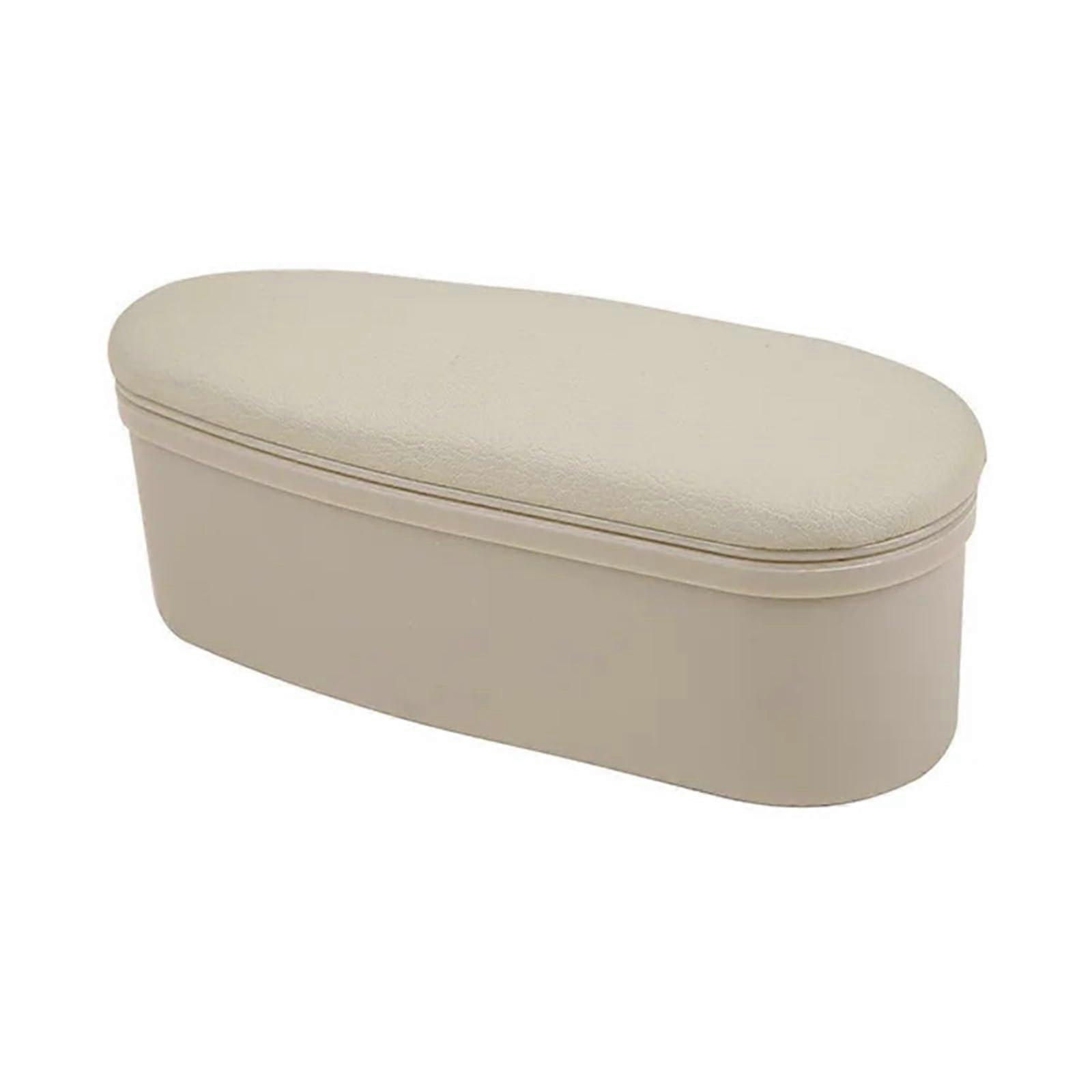 Universal PU Leather Car Armrest Pad with Storage, Adjustable Height Support, Beige