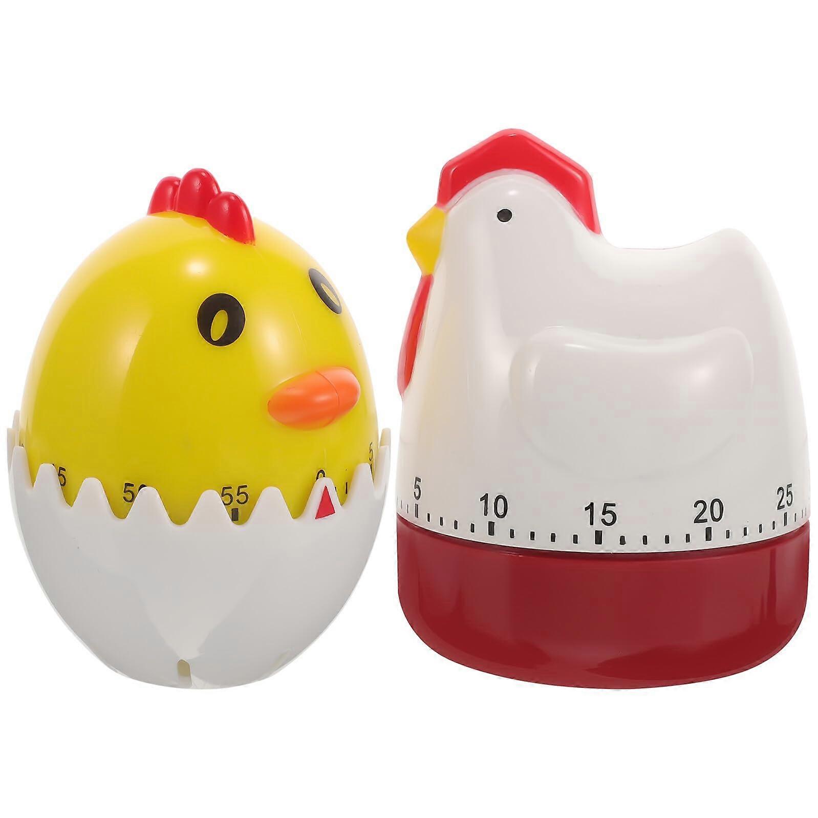 2pcs Cute Chicken Mechanical Kitchen Timer with Loud Alarm for Accurate Cooking and Baking Countdown