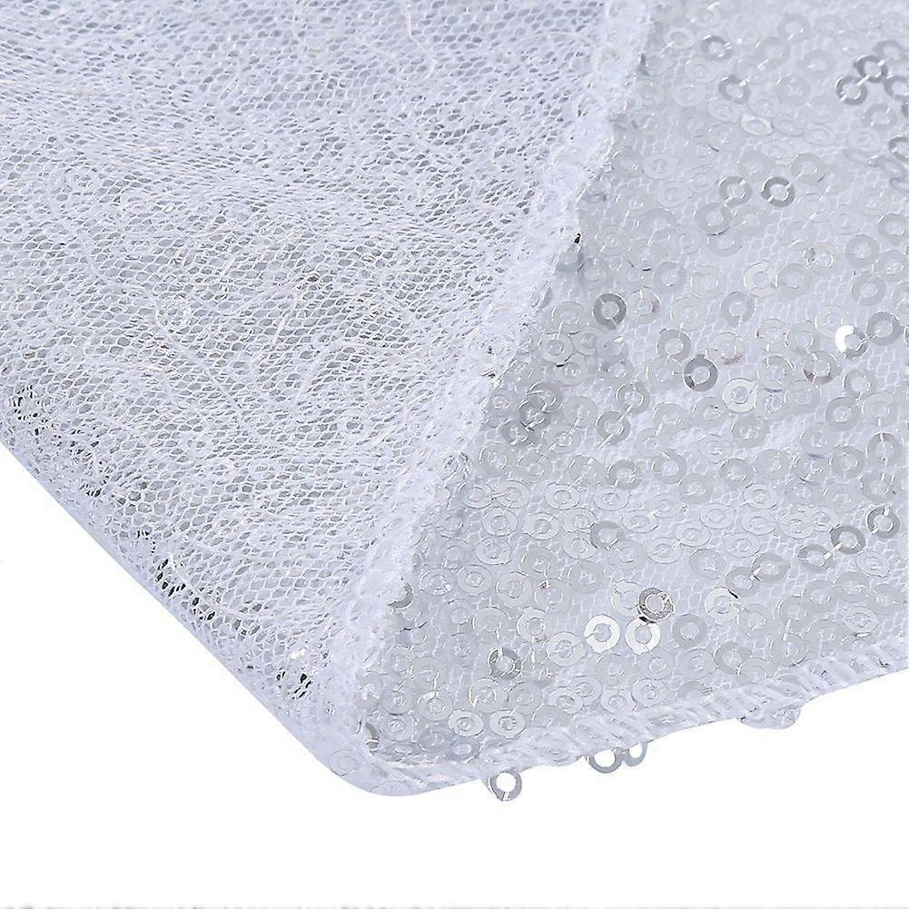 Sequin Tablecloth for Parties, Weddings, Silver Table Protector