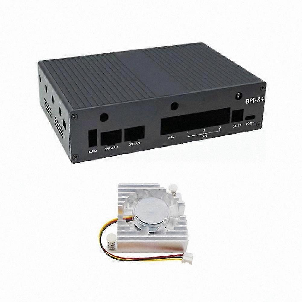 Aluminum Case with Fan for R4 Development Board Accessories, Metal Shell for Single Board Computer