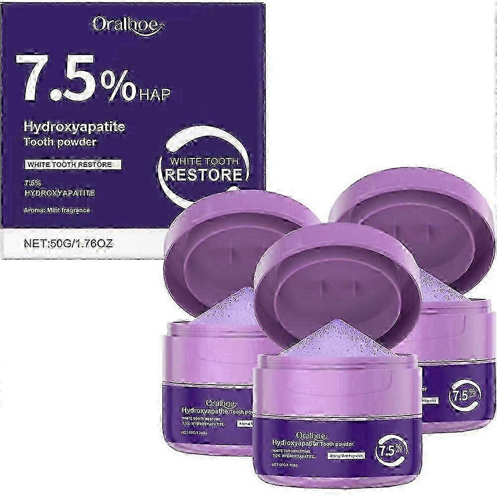 3pcs Microcrystalline Hydroxyapatite Powder, 7.5% Hydroxyapatite Tooth Powder, 50g