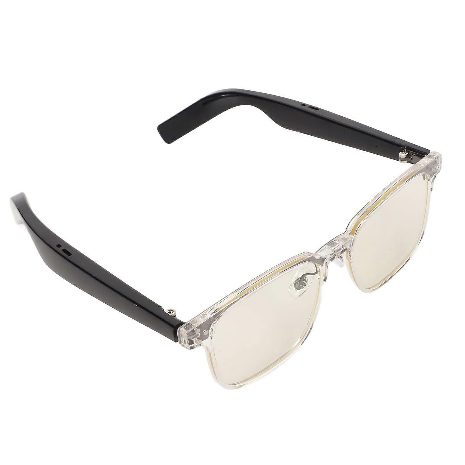 Smart Glasses with Open Ear Speakers and Mic, Low Latency Bluetooth Clear Frame for Gaming