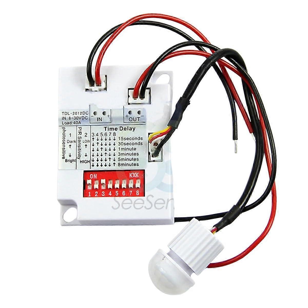 12V 24V PIR Motion Sensor Switch for LED Lights, Infrared Human Body Detector 830V DC