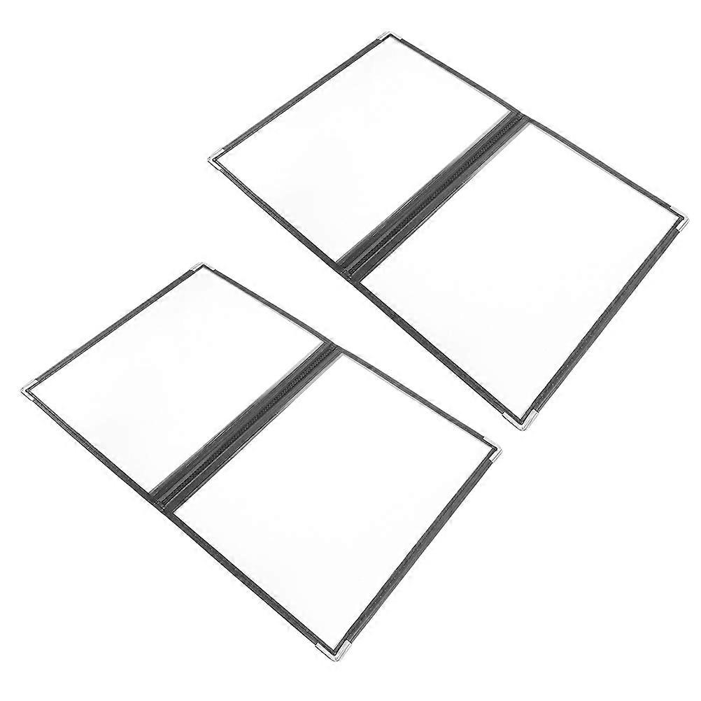 Clear Menu Covers Black PVC Menu Holder for Restaurant 2Pcs