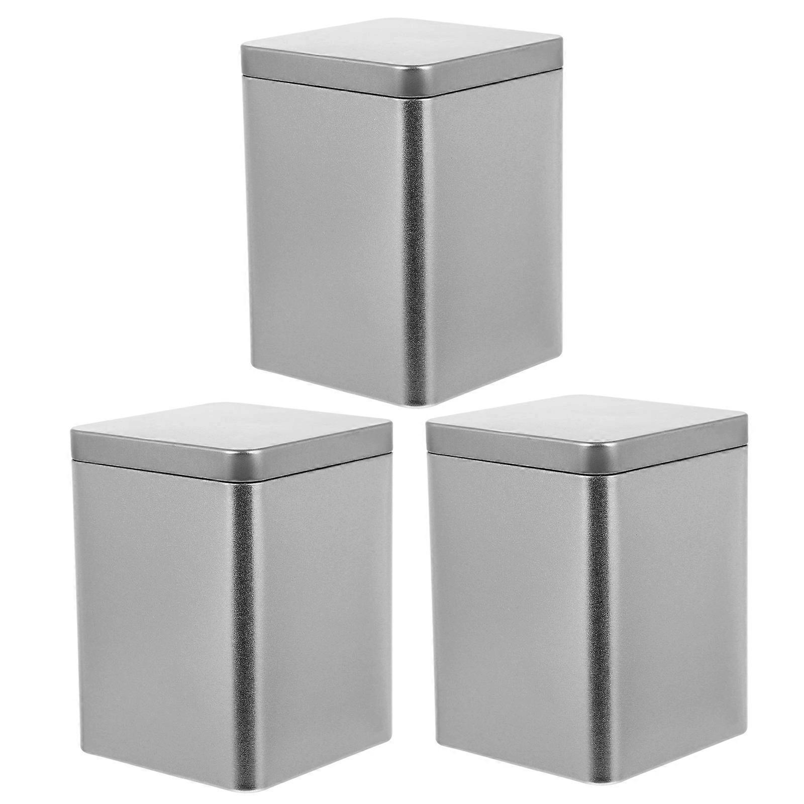 Tea Boxes Universal Metal Wrapping Box for Storage Use 3Pcs Silver