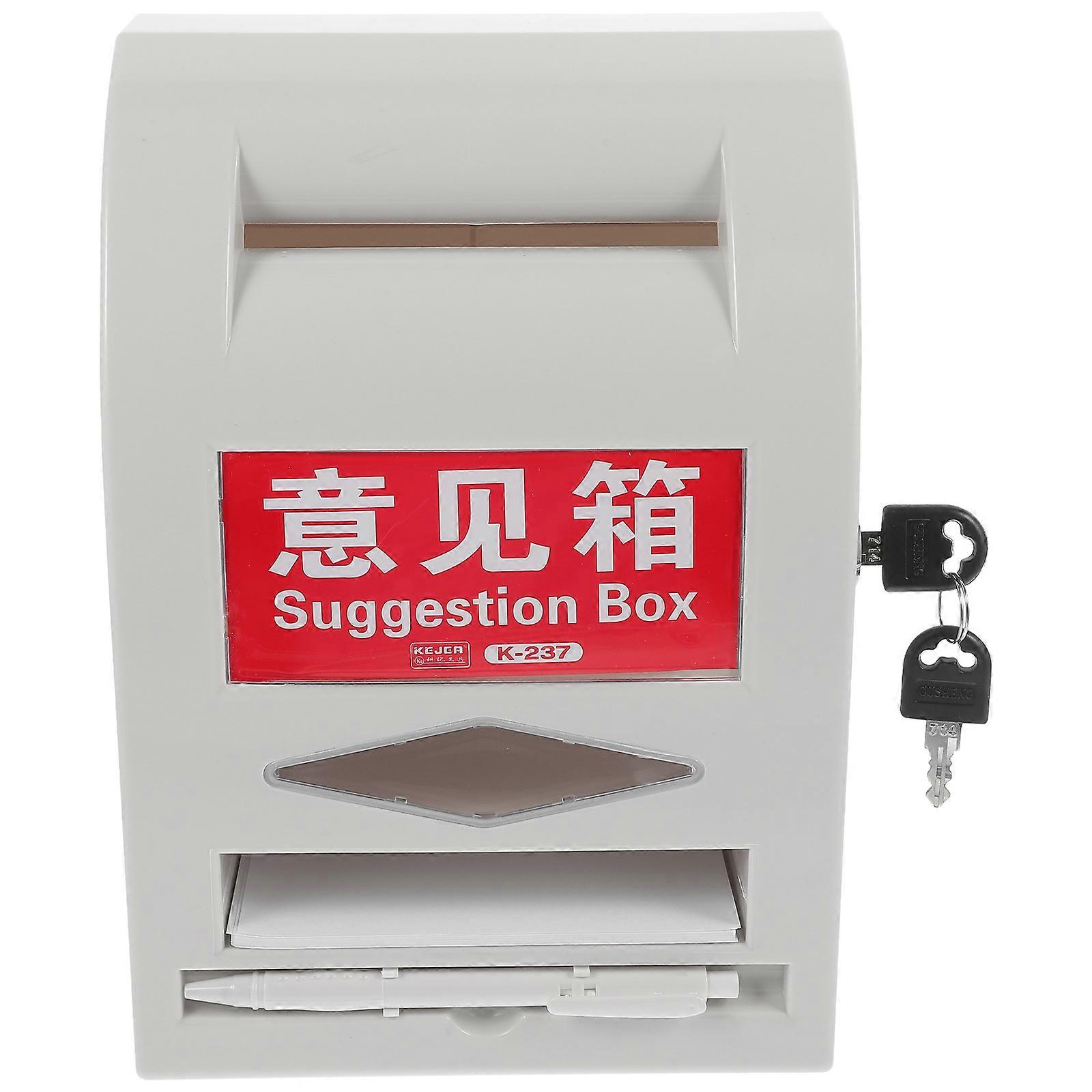 Wall Mount Suggestion Box with Lock for Storage 3Sets ABS White Material
