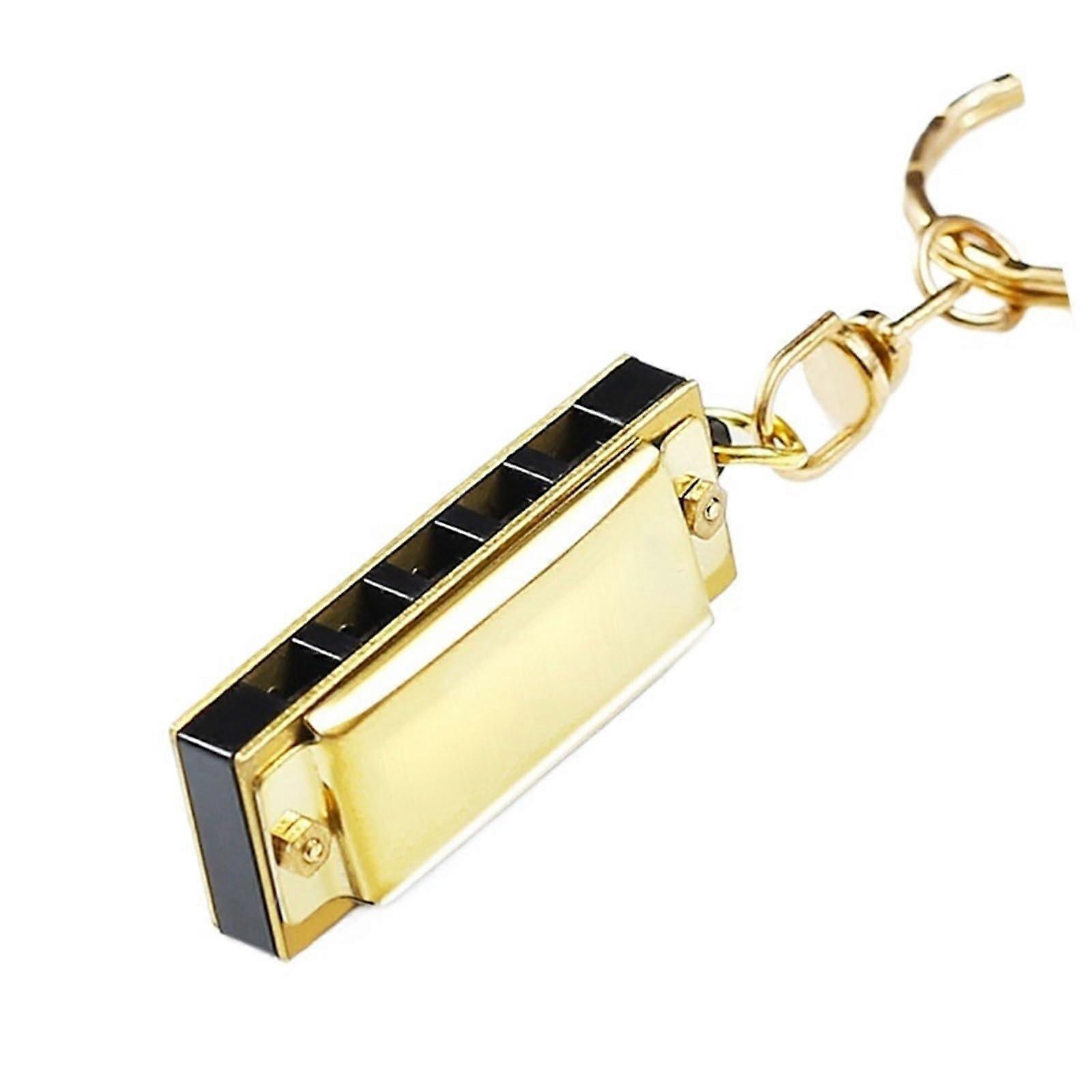 Mini Harmonica 5 Hole 10 Tone Gold Plated Pocket Size Beginner Harmonica with Precise Tuning