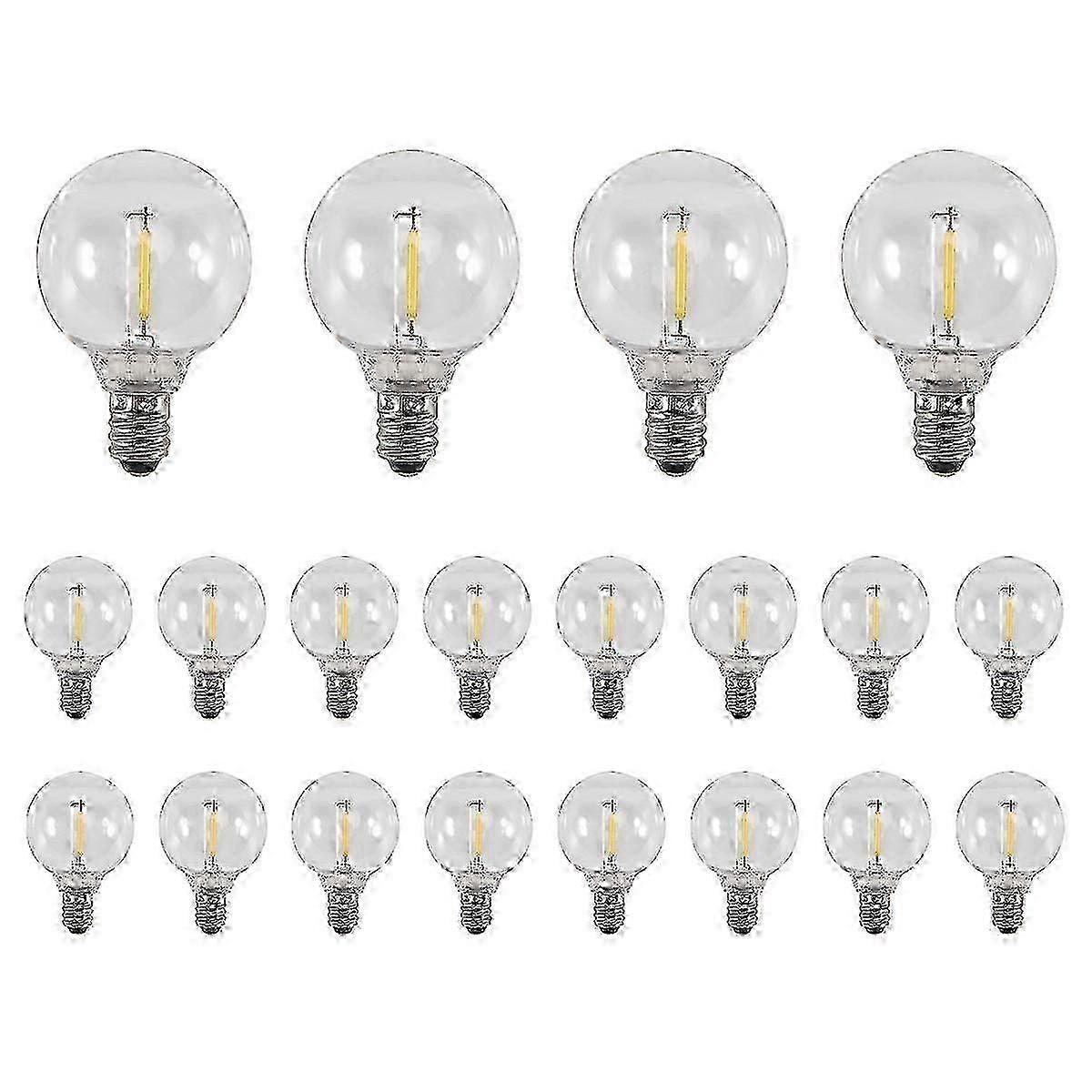 20Pcs G40 LED Replacement Bulbs E12 Screw Base compatible with Solar String Lights