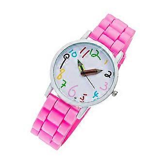 Relógio de quartzo infantil para aprendizado criativo, 1 unidade, rosa, lindo relógio de pulso para crianças.