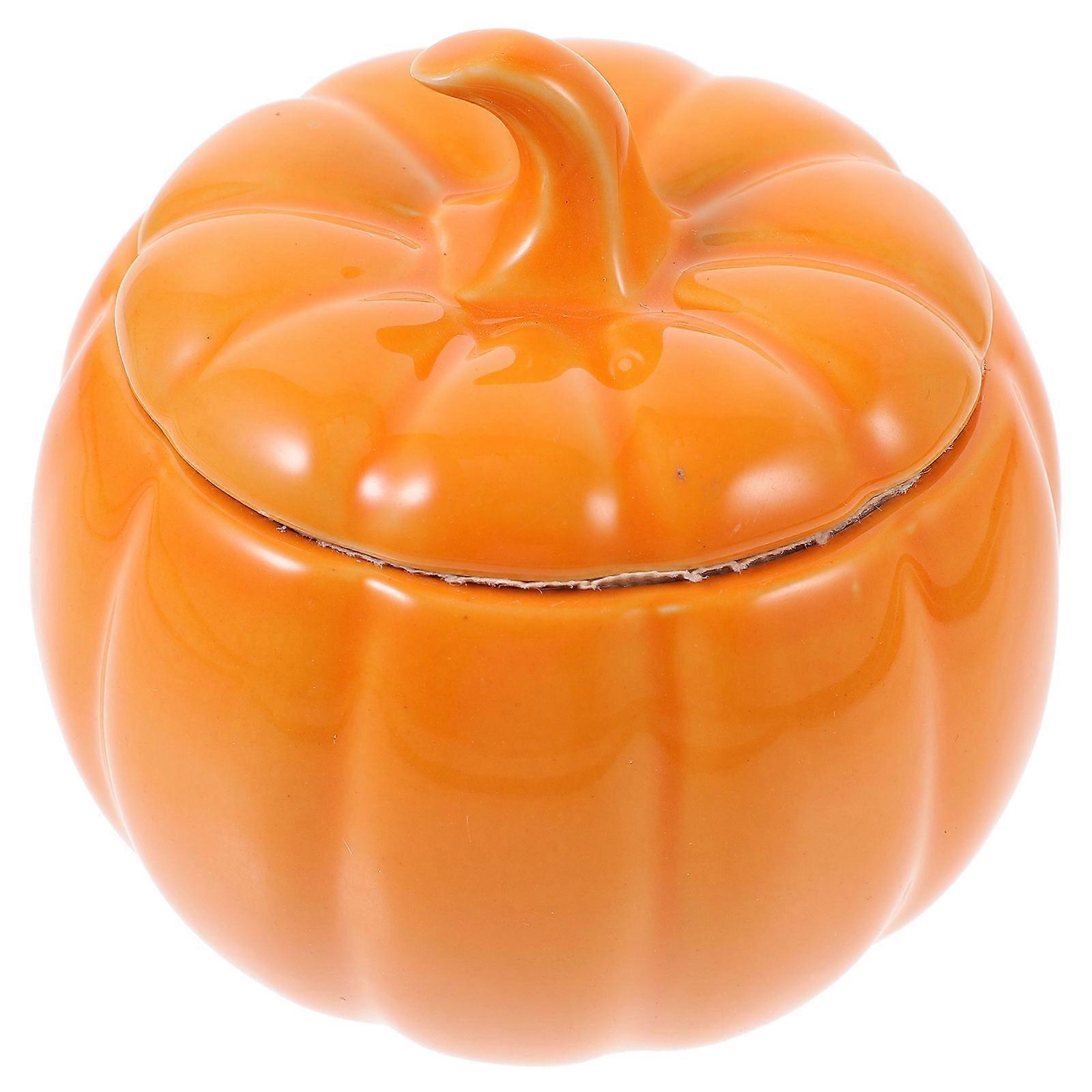 Ceramic Tea Canister for Storage Pumpkin Shape Small Container Jar