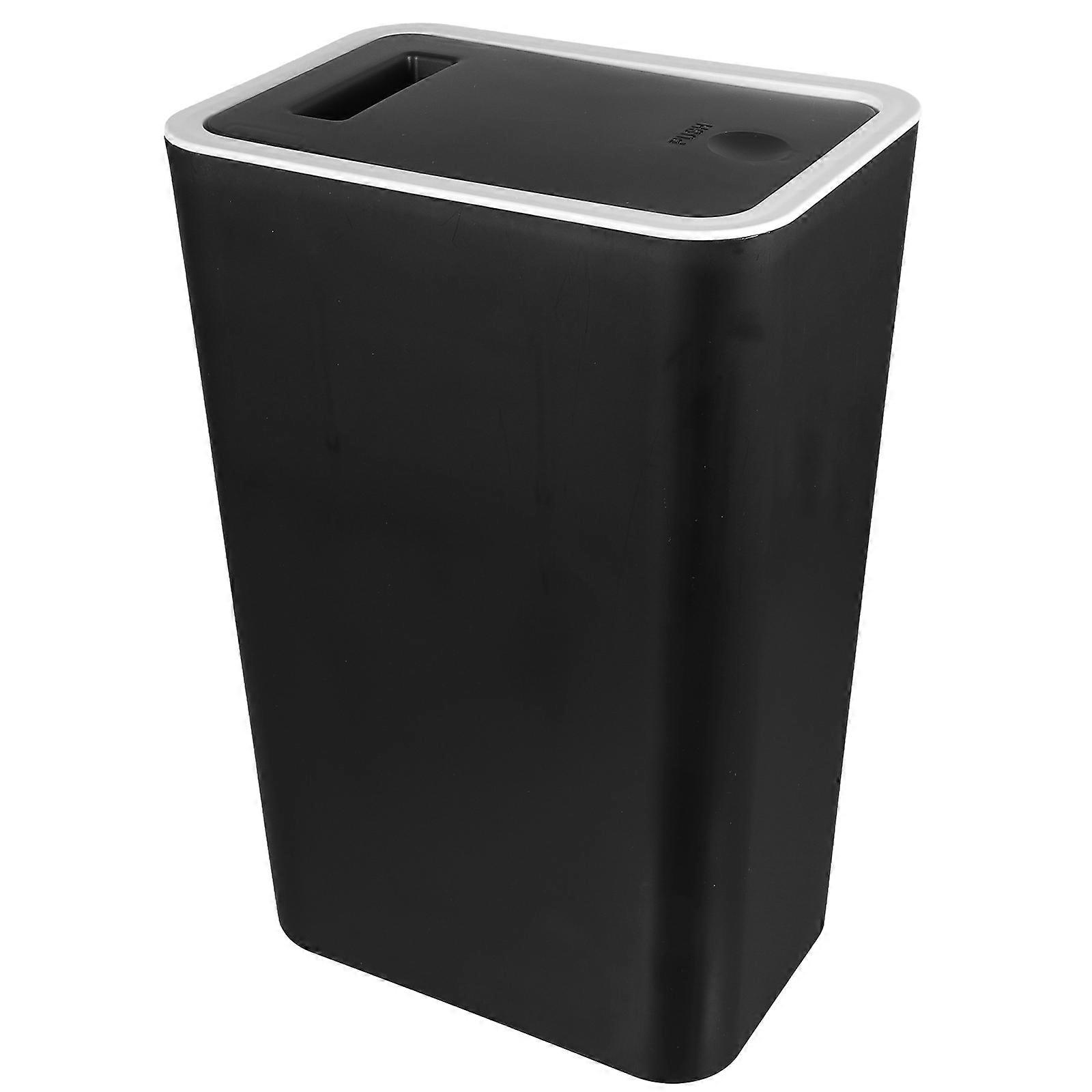 Garbage Bin with Lid Plastic Trash Can for Storage Black