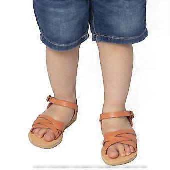 Attica Hebe child's sandal in orange leather handmade in Greece