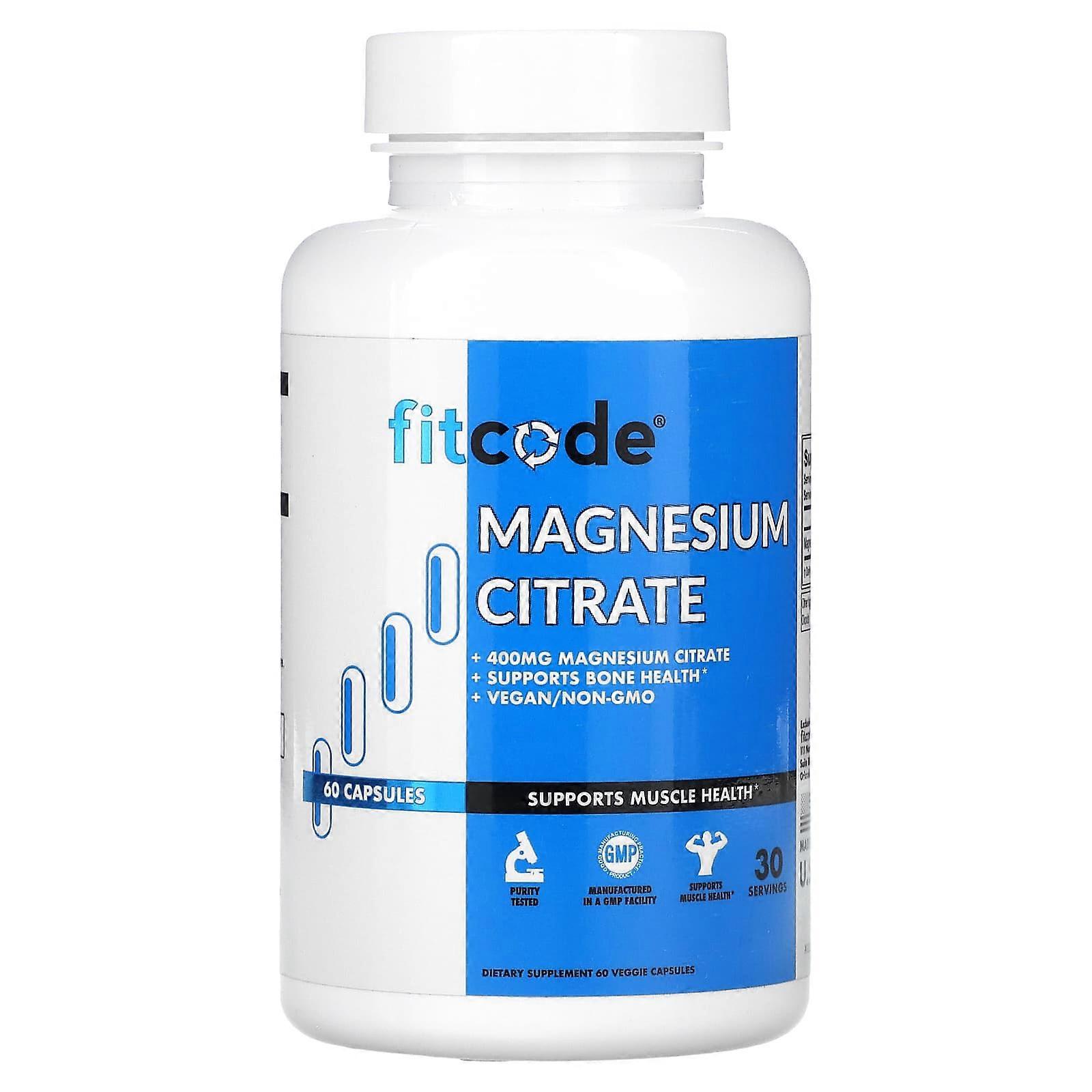 fitcode, Magnesium Citrate, 60 Veggie Capsules (200 mg per Capsule), 2-Pack
