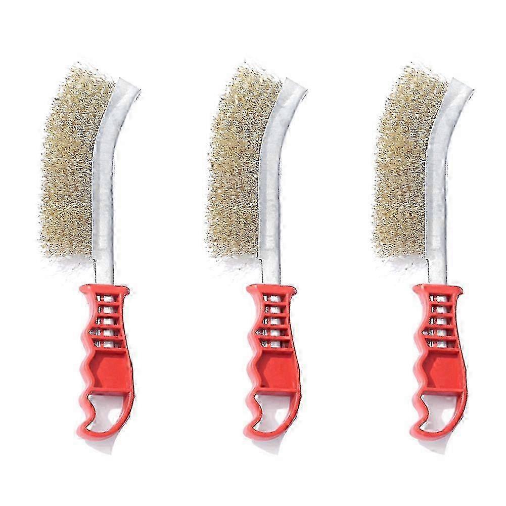 3PCS Multi-Function Tool Wire Brush Copper Plated Cleaning Brush Long Handle Kitchen Grill Special P