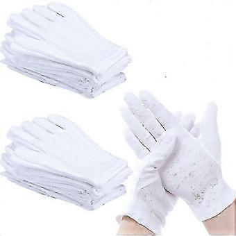 12 Pairs Of White Cotton Gloves For Inspecting Jewelry