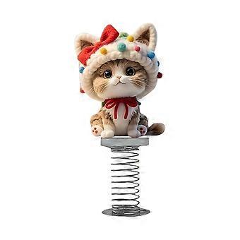 Flache Acryl-Wackelkopffigur einer scheuen Katze mit Federmechanismus, niedliche Katzen-Armaturenbrettdekoration, für Bürotisch und Wohnräume