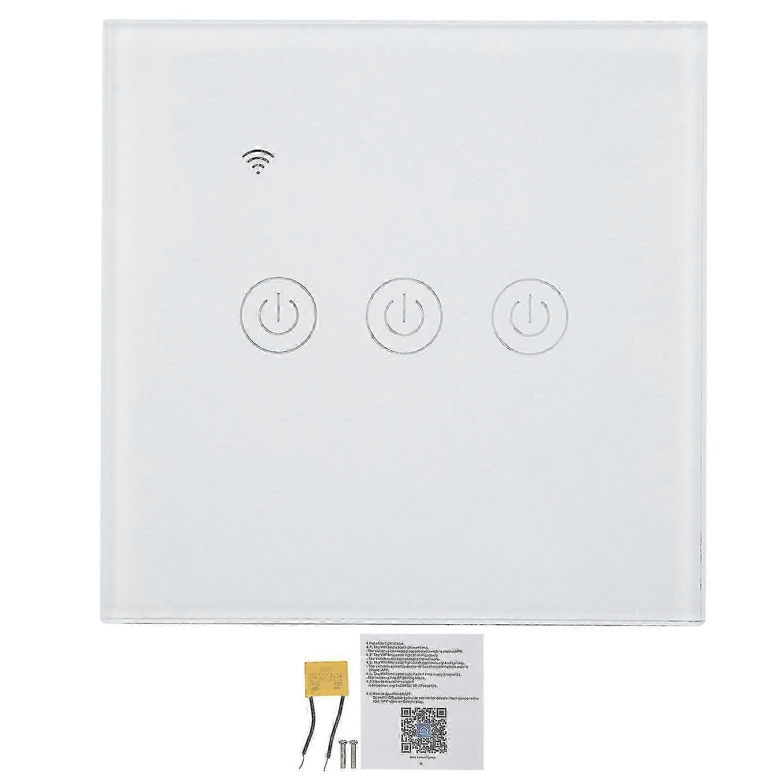 3 Gang Smart Light Switch Panel Touchable Wireless Single Zero Fire Line Universal 200240V ACWIFI