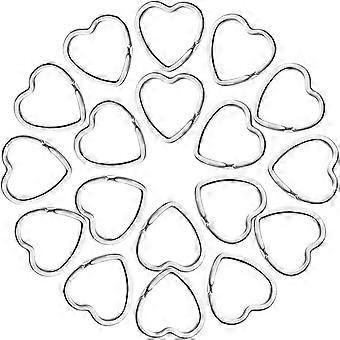 50 stk hjerte form nøglering metal sølv split nøgleringe hjerte nøglering håndværk til DIY hjem bil nøgler valentinsdag mors dag