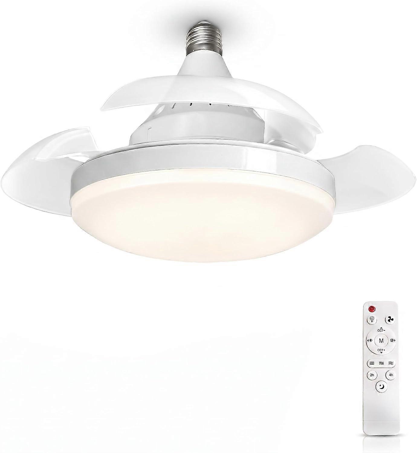 Ceiling Fan, E27 Ceiling Light, 3 Retractable PC Blades, DC Motor, 3 S