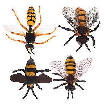 Realistic Bee Figurines Decorative Prop for Kids 4Pcs Educational Toy Set