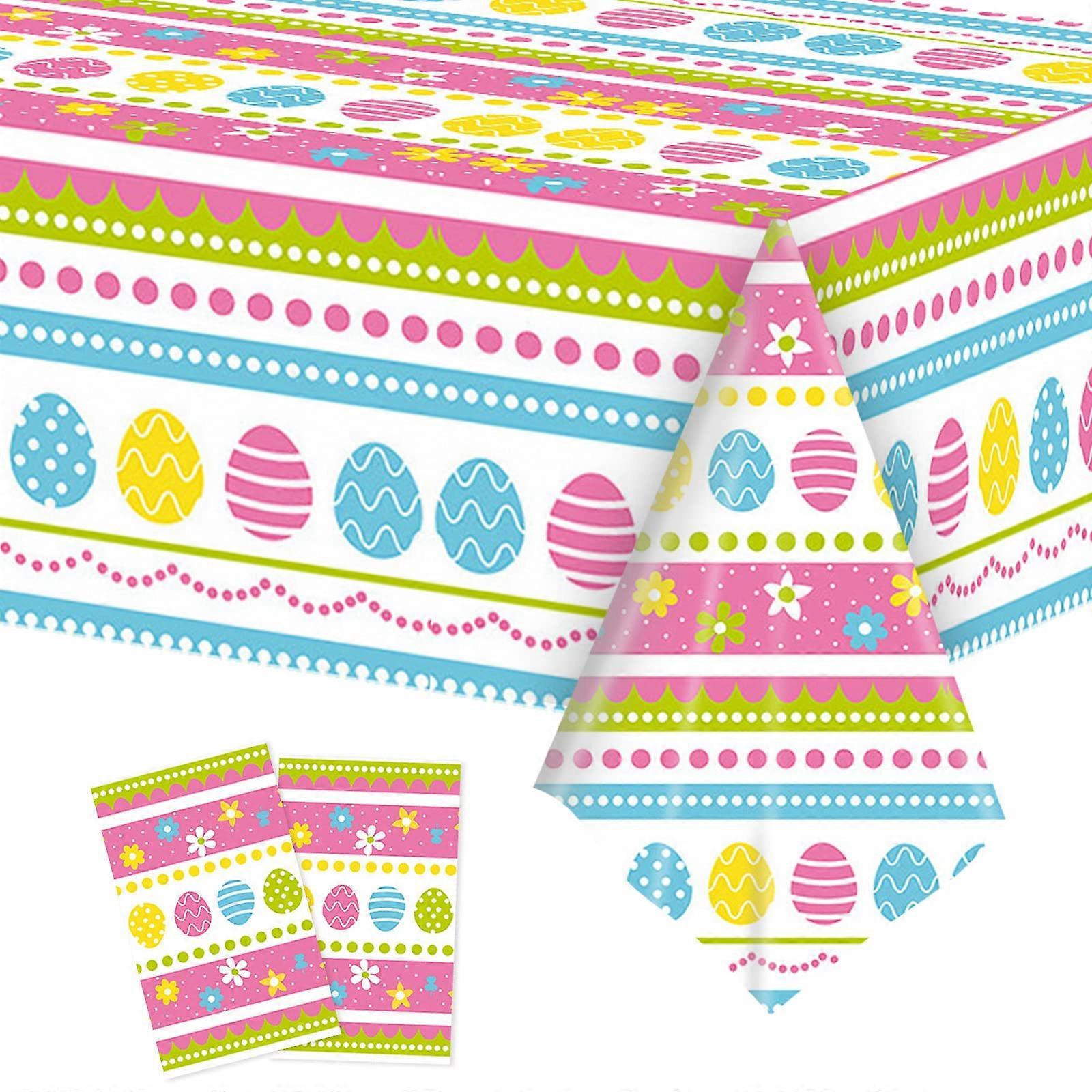 2 Pack Waterproof Easter Tablecloth Rectangular Table Cover, Festive Spring Easter Table Decorations