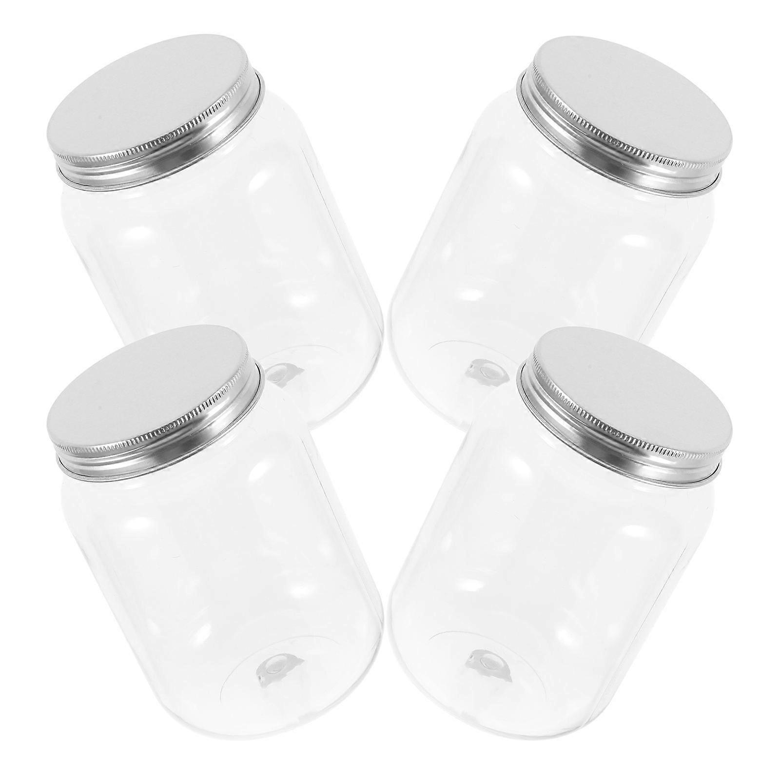 Plastic Bottle Clear Plastic Jars with Airtight Function 4Pcs for Kitchen Storage