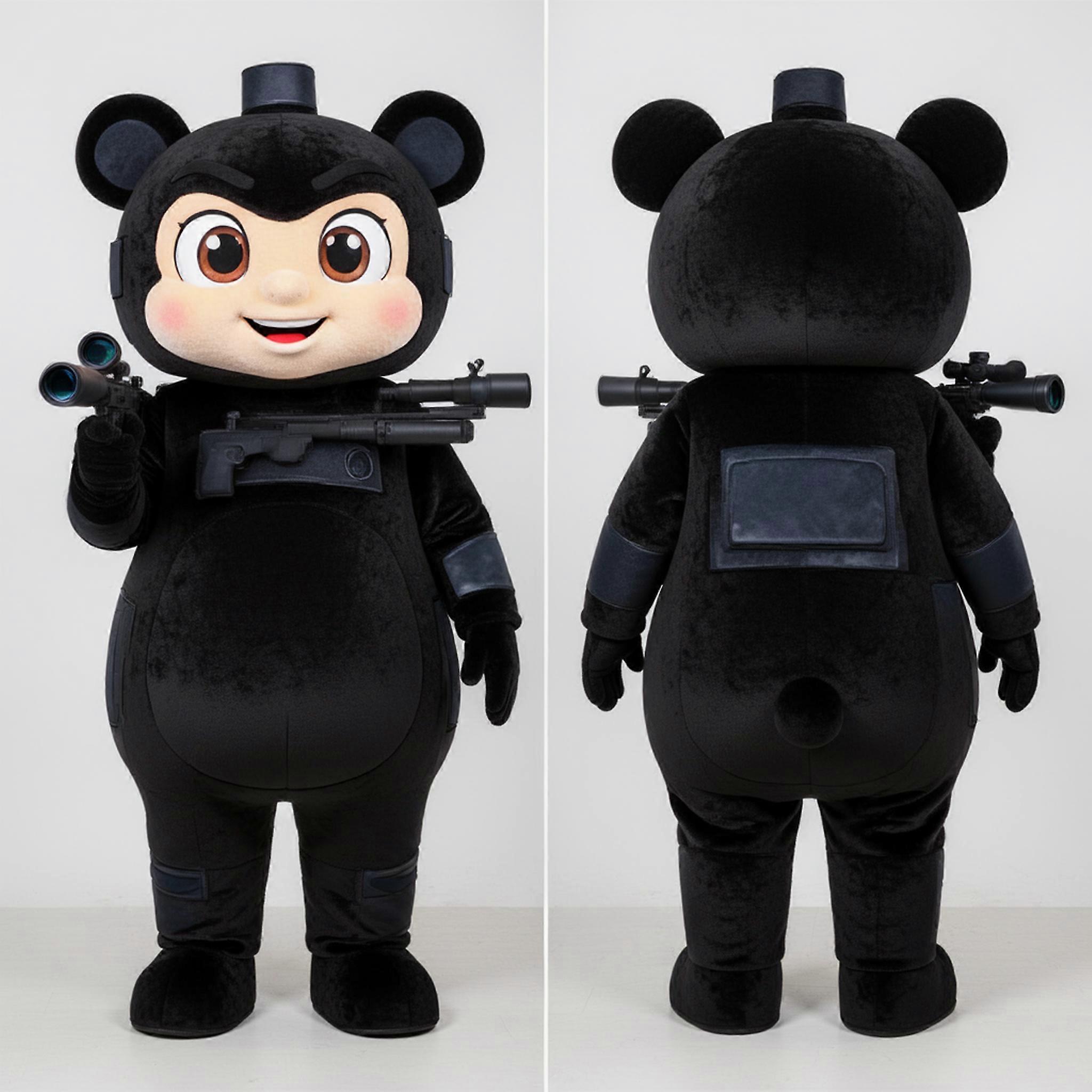 MASTICOT Black Tactical Cartoon Sniper Mascot