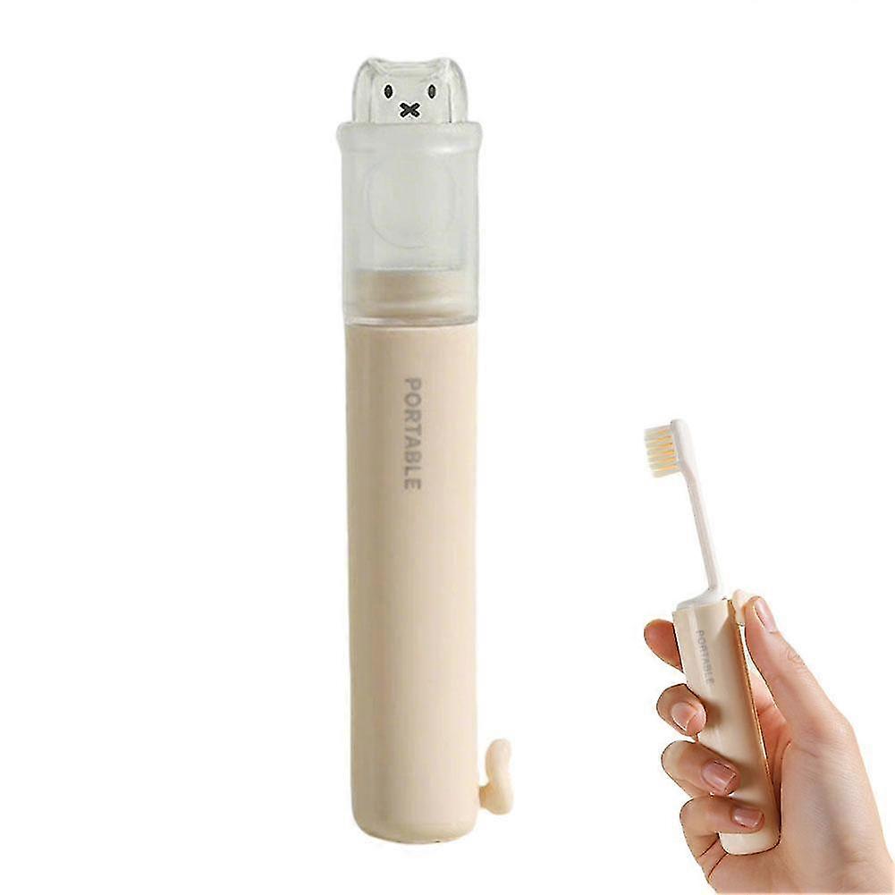 Foldable Portable Toothbrush Cat Head Replaceable 2 Heads Travel Hygiene