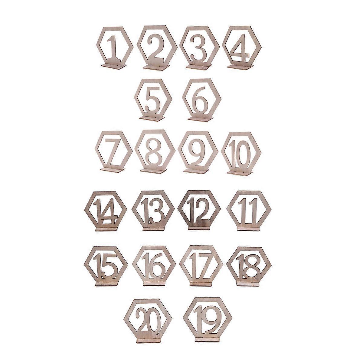 Digital Wooden Table Number Decor Hexagon Shape 20Pcs for Wedding