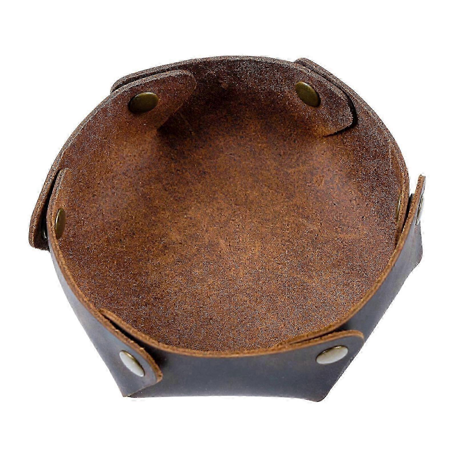 Deep-Compartment Leather Valet