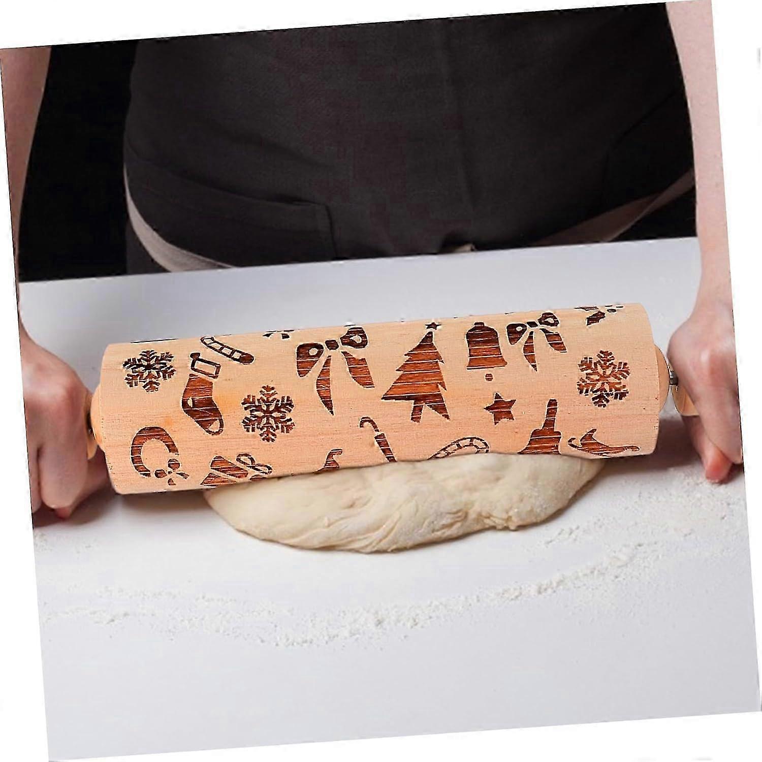 Compact Festive Wooden Rolling Pin