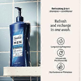 Suave Men Refreshing 2-in-1 Body & Face Wash With Glycerin & Vitamin E Ocean Charge 28 Fl Oz
