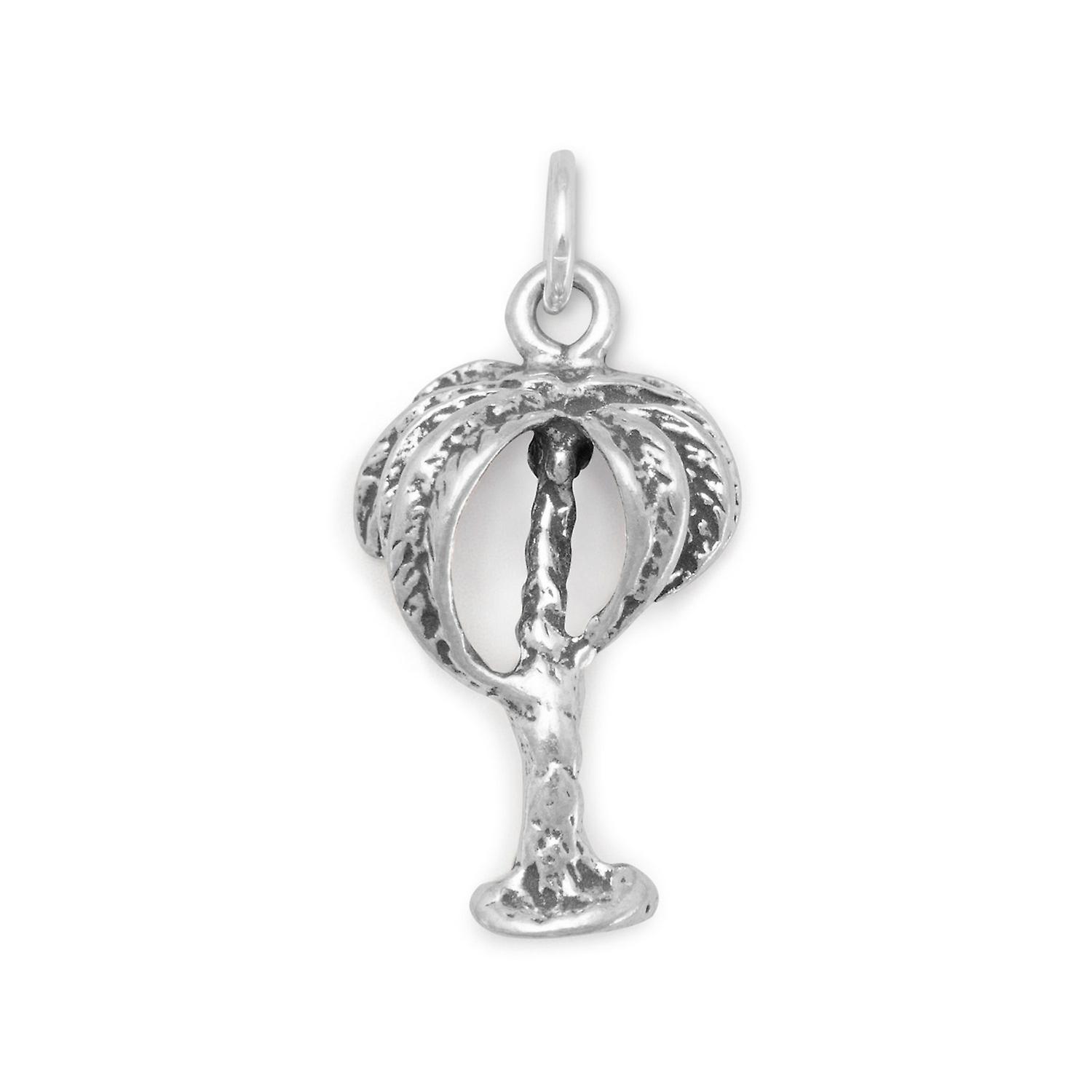 925 Sterling Silver Palm Tree Charme 21x12mm Pingente Colar para Mulheres