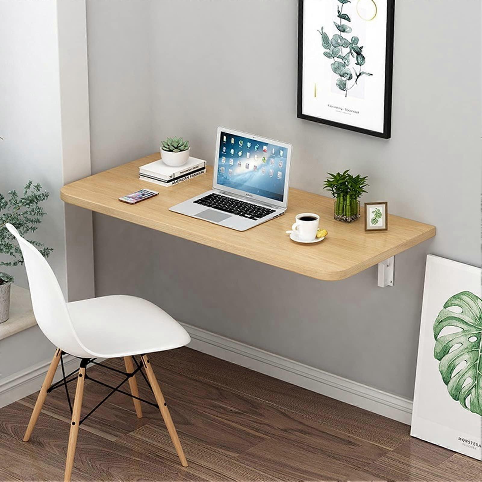 Wall Mounted Folding Desk, Space Saving Drop Leaf Wall Table for Small Spaces, Multi Size Options