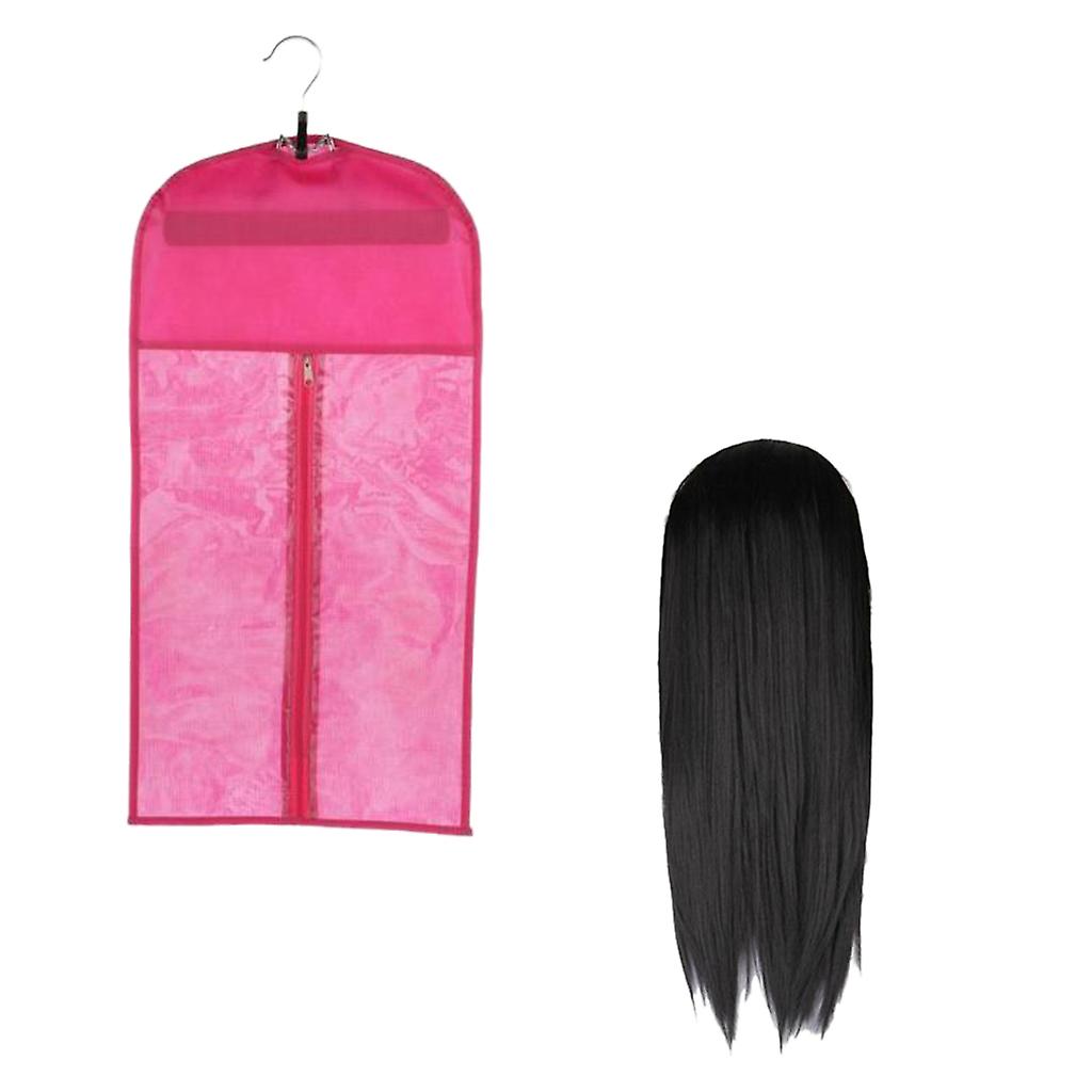 Women's Long Straight Wig Black +Dustproof Storage Bag Case Protector Hanger