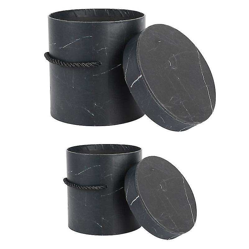 14X13.5cm Black Wrapping Paper 2pcs Round Flower Packaging Boxes Creative Handheld Flower Display Bu