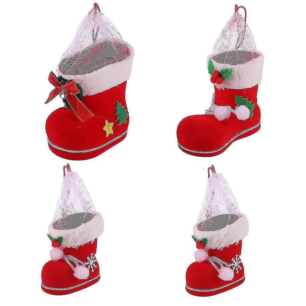 4pcs Hanging Boots Pretty Portable High Quality Christmas Hanging Boots Hanging Gift Bag Xmas Storag
