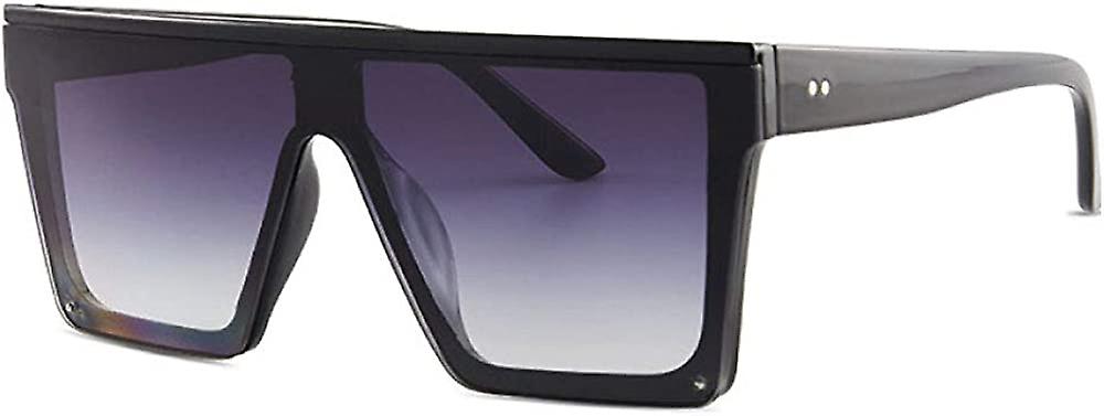 Firkantede overdimensionerede solbriller til kvinder Herremode Flad Top Store Sorte Ramme Nuancer