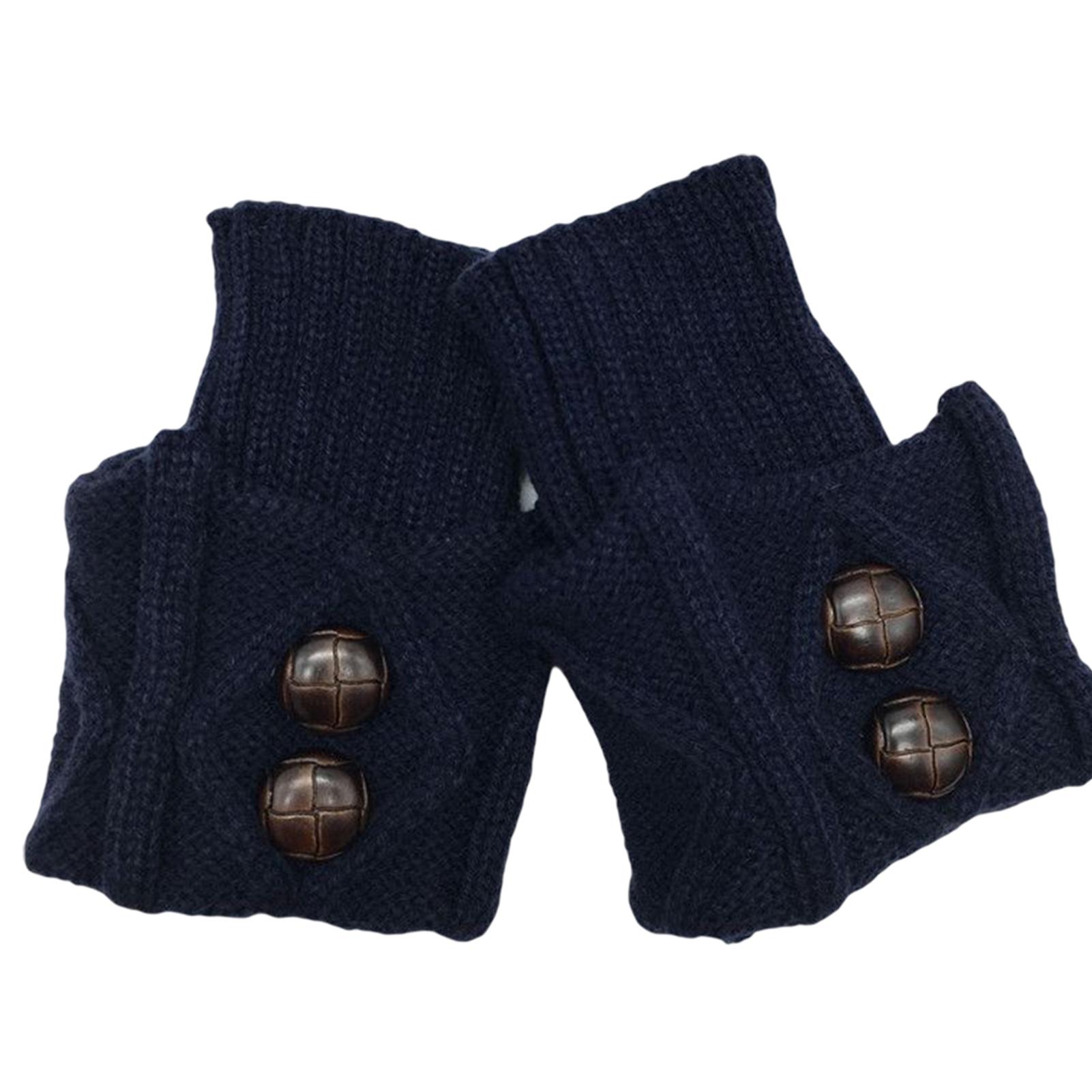 Autumn Winter Women\'s Boot Cover Short Socks Wool Knitted Warm Button Foot Cover Medium Tube Wool