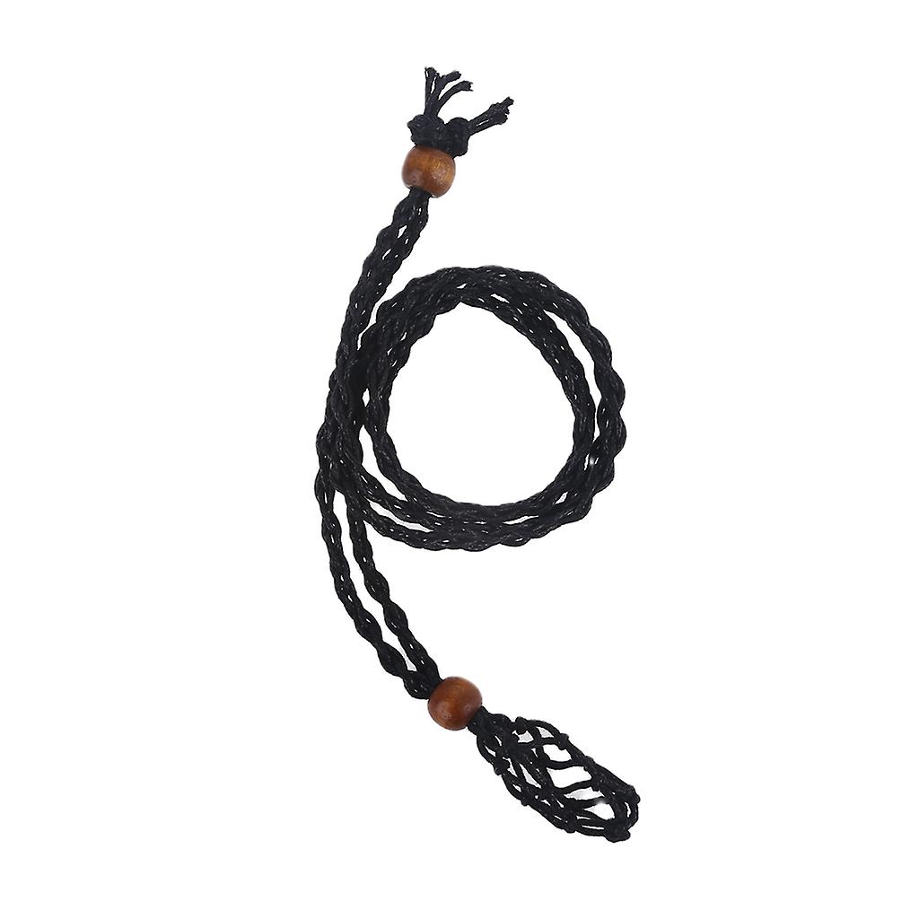 Crystal Rough Net Bag Tressé Noir Marron Réglable Net Bag Collier Corde