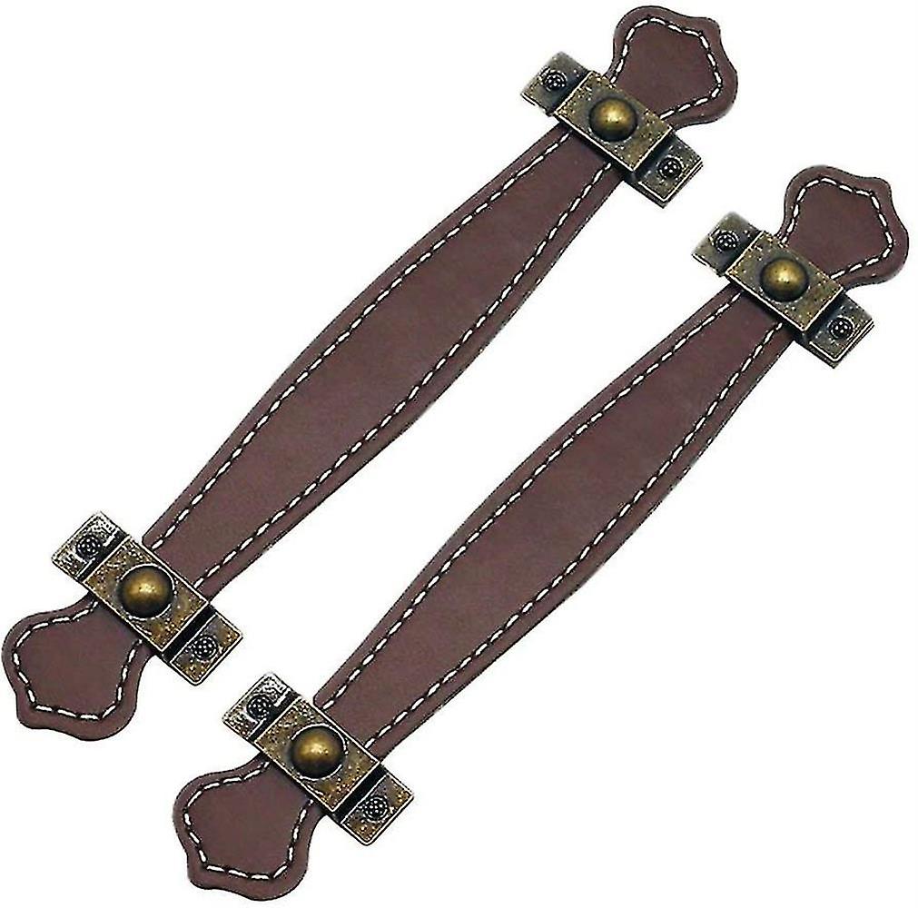 Leather Drawer Pulls Vintage Practical Suitcase Handles Leather Pull Handles2pcs-brown