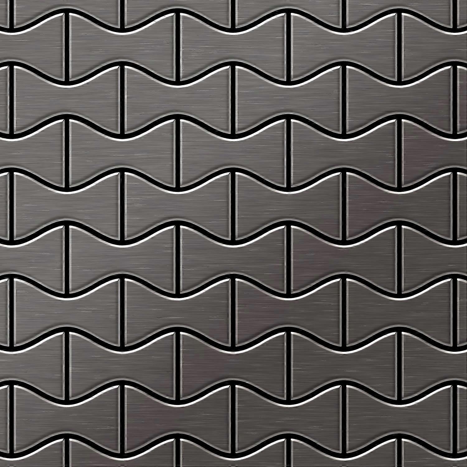 Mosaik Fliese massiv Metall Titan gebürstet in dunkelgrau 1,6mm stark ALLOY Kismet-Ti-SB Designed by Karim Rashid 0,86 m2