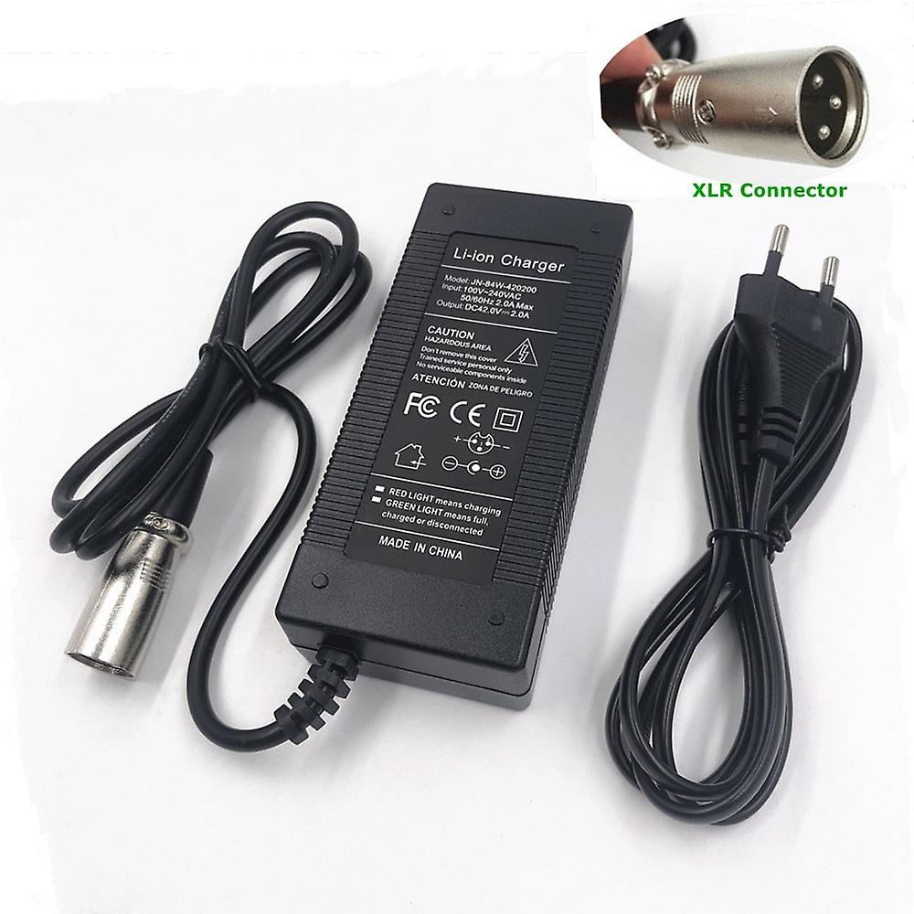Caricabatterie 42V 2A Per Batteria Li-ion 36V E Bici Elettrica, Con Connettore XLR