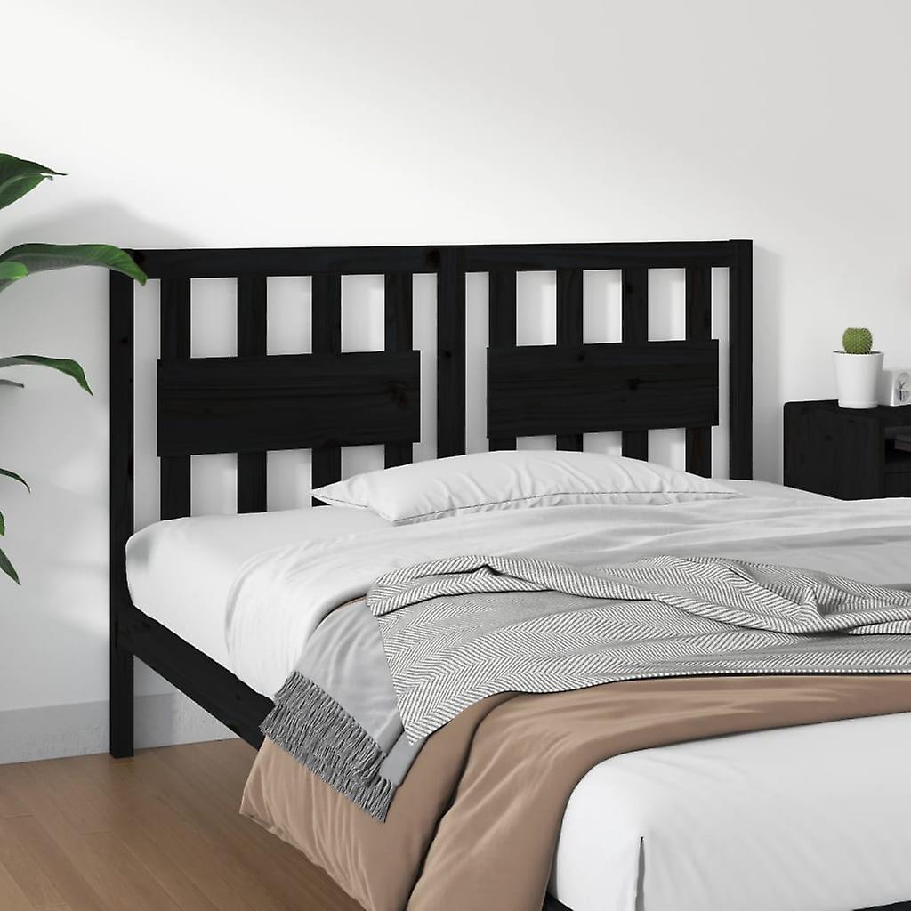 Headboard Black 145.5x4x100 cm Solid Pine Wood