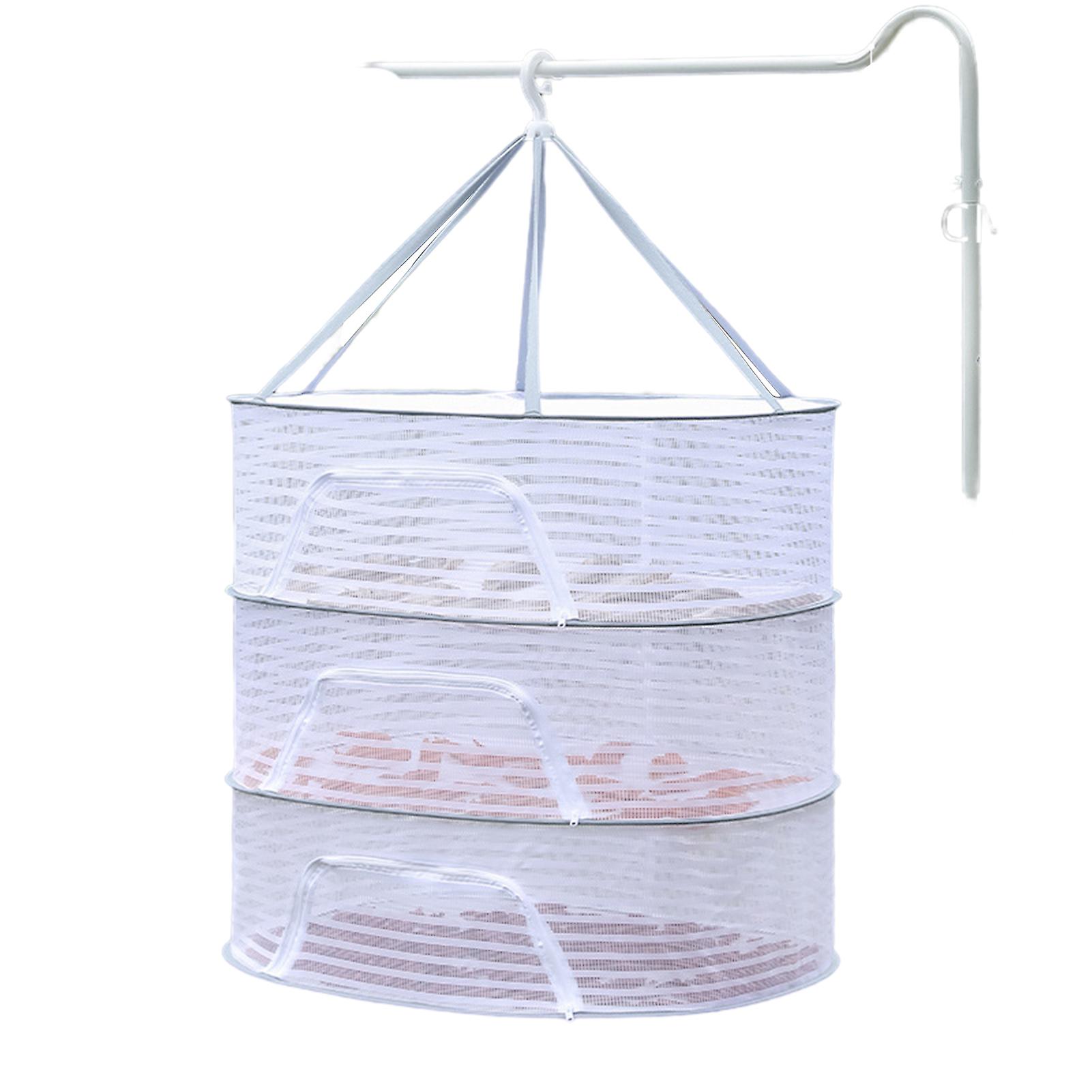 Multifunctional Drying Net Windproof Zipper Fish Fruits Drying Rack for Balcony