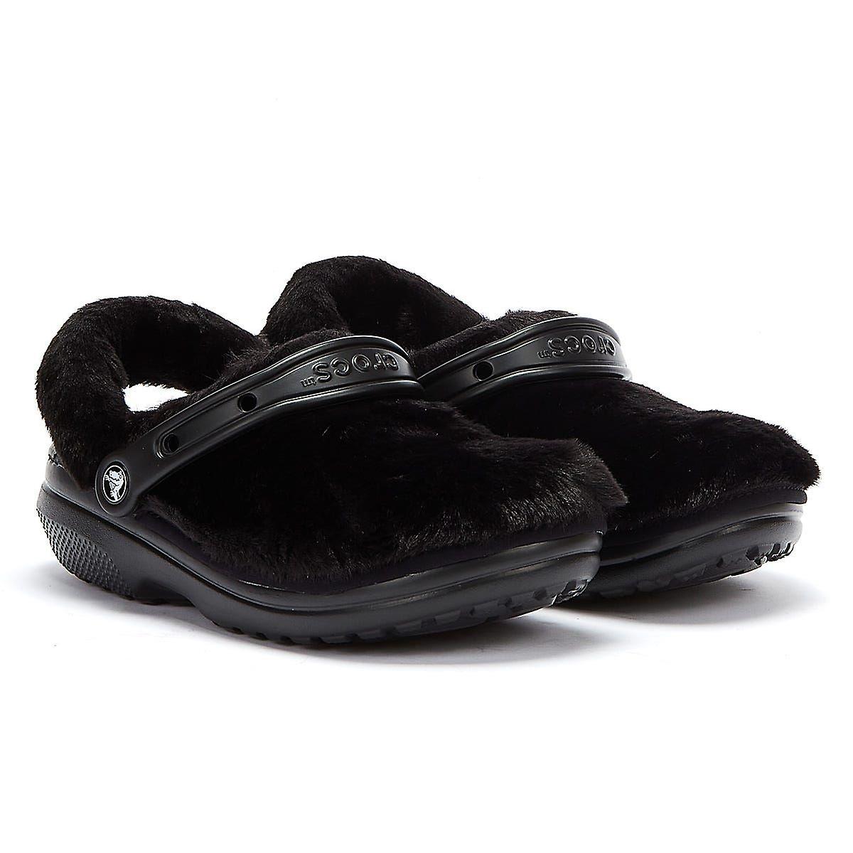 Crocs Classic Fur Sure Womens Black Clogs