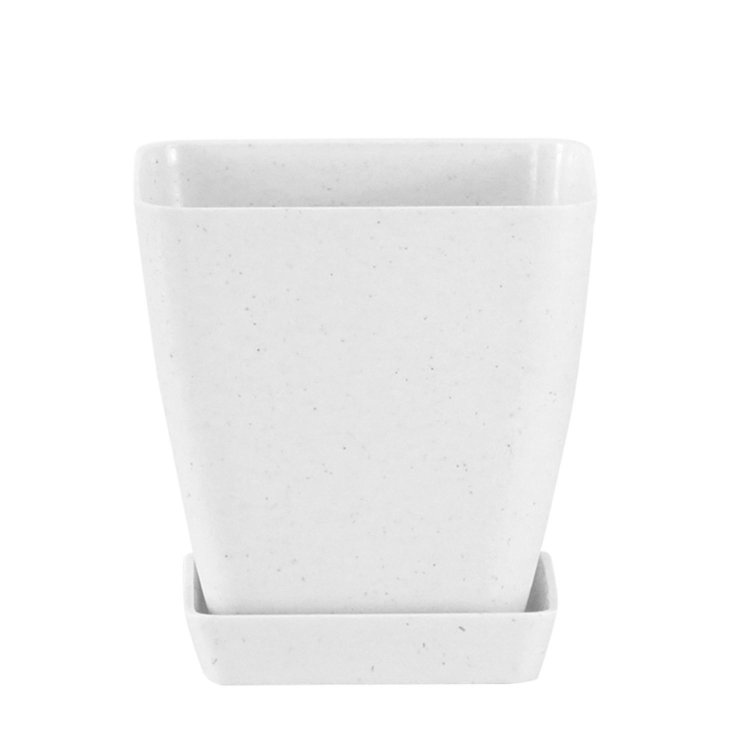 ZHOUBA Nordic Style Square Flowerpot Solid Color Plant Container with Tray Office Decor
