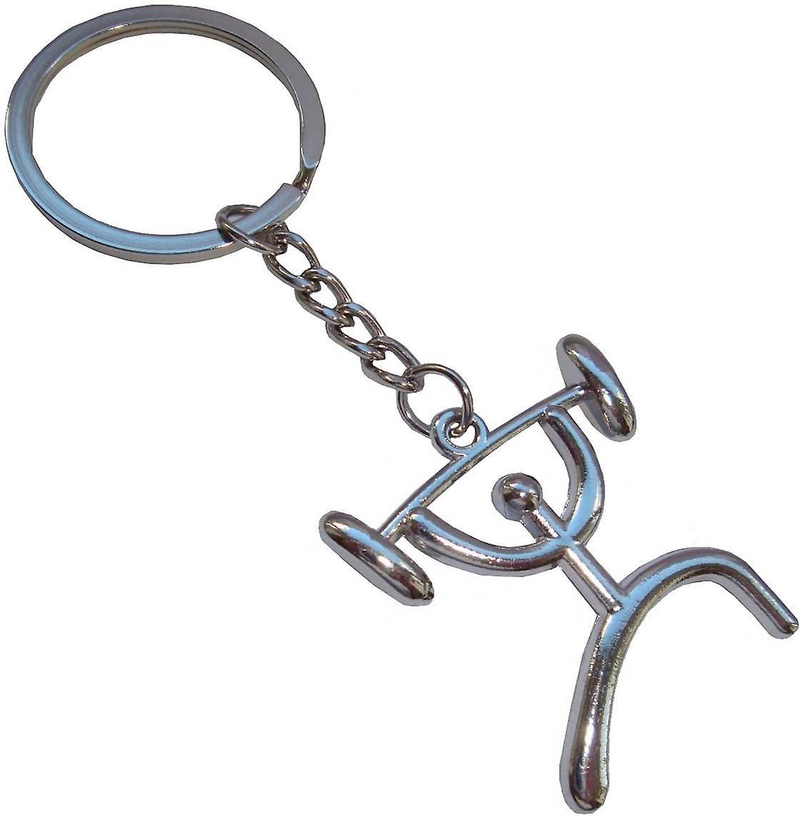 Bassin and Brown Weightlifter Key Ring - Silver